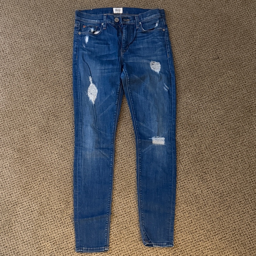 Hudson Jeans Women's Skinny - Medium/Dark Blue Distressed